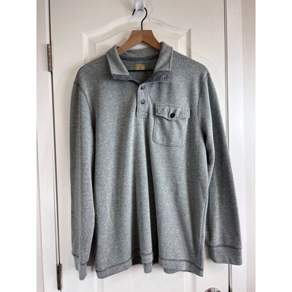 Lucky Brand Men's Gray Long Sleeve 1/4 Button Up Pocket Pullover Shirt Size L - Picture 1 of 10